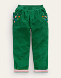 Lined Cord Pull-On Trousers-Deep Green