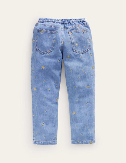 Denim Pull-on Jean-Mid Vintage Star Embroidery-2