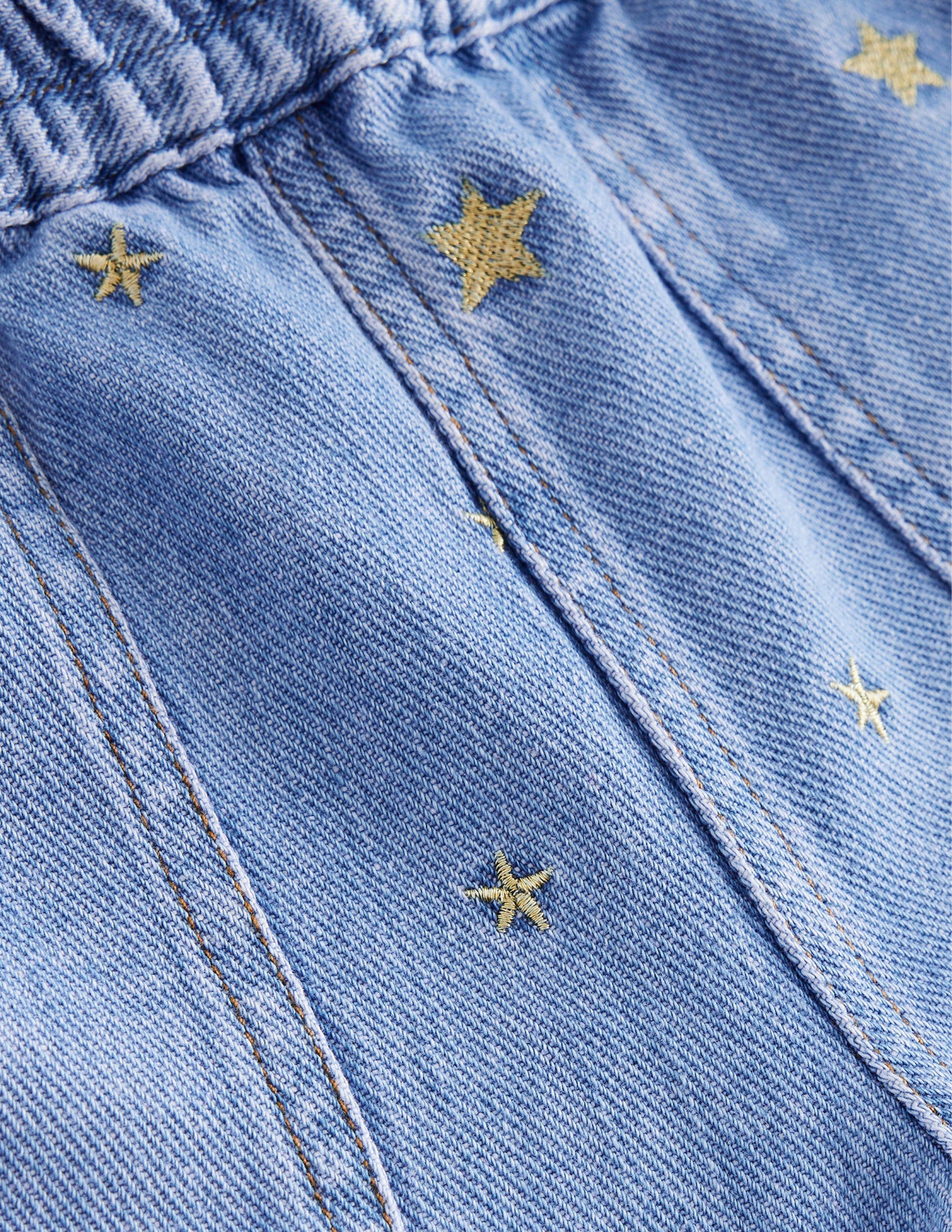 Denim Pull-on Jean-Mid Vintage Star Embroidery-3