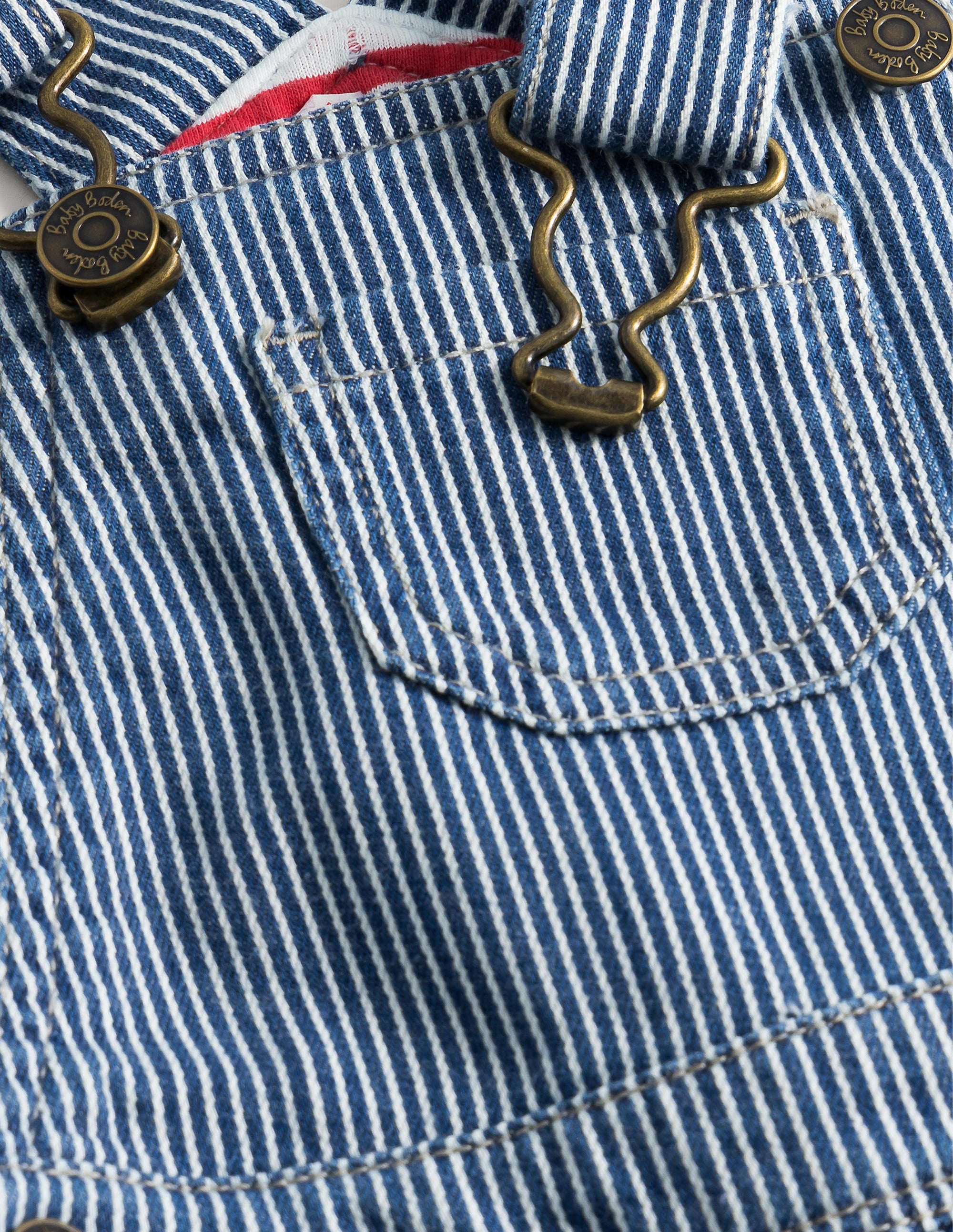 Patch Pocket Dungarees-Medium Indigo Ticking - Image 3