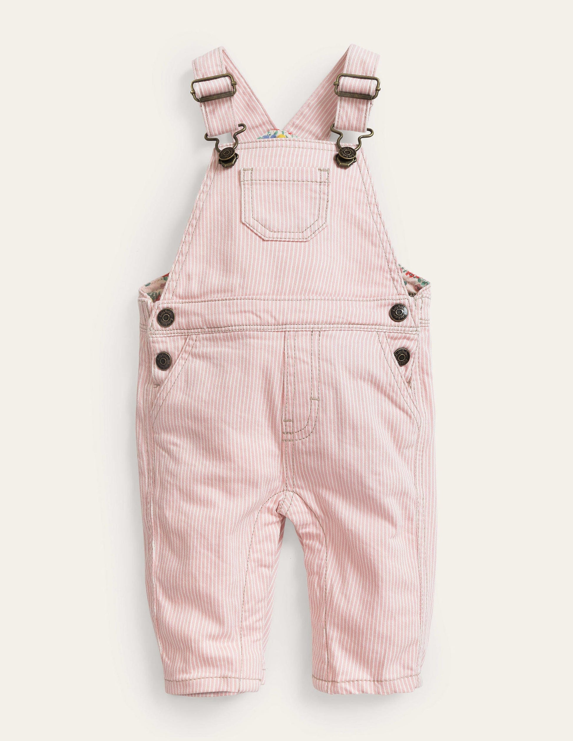 Patch Pocket Dungarees-Boto Pink Ticking-1