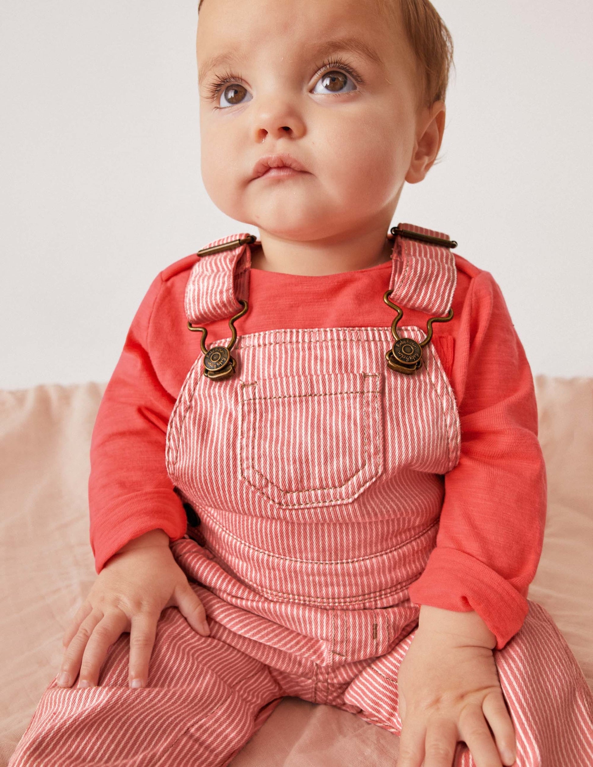 Patch Pocket Dungarees-Boto Pink Ticking-4
