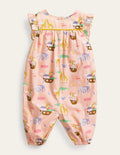 Ruffle Printed Rompers-Provence Dusty Pink Animals