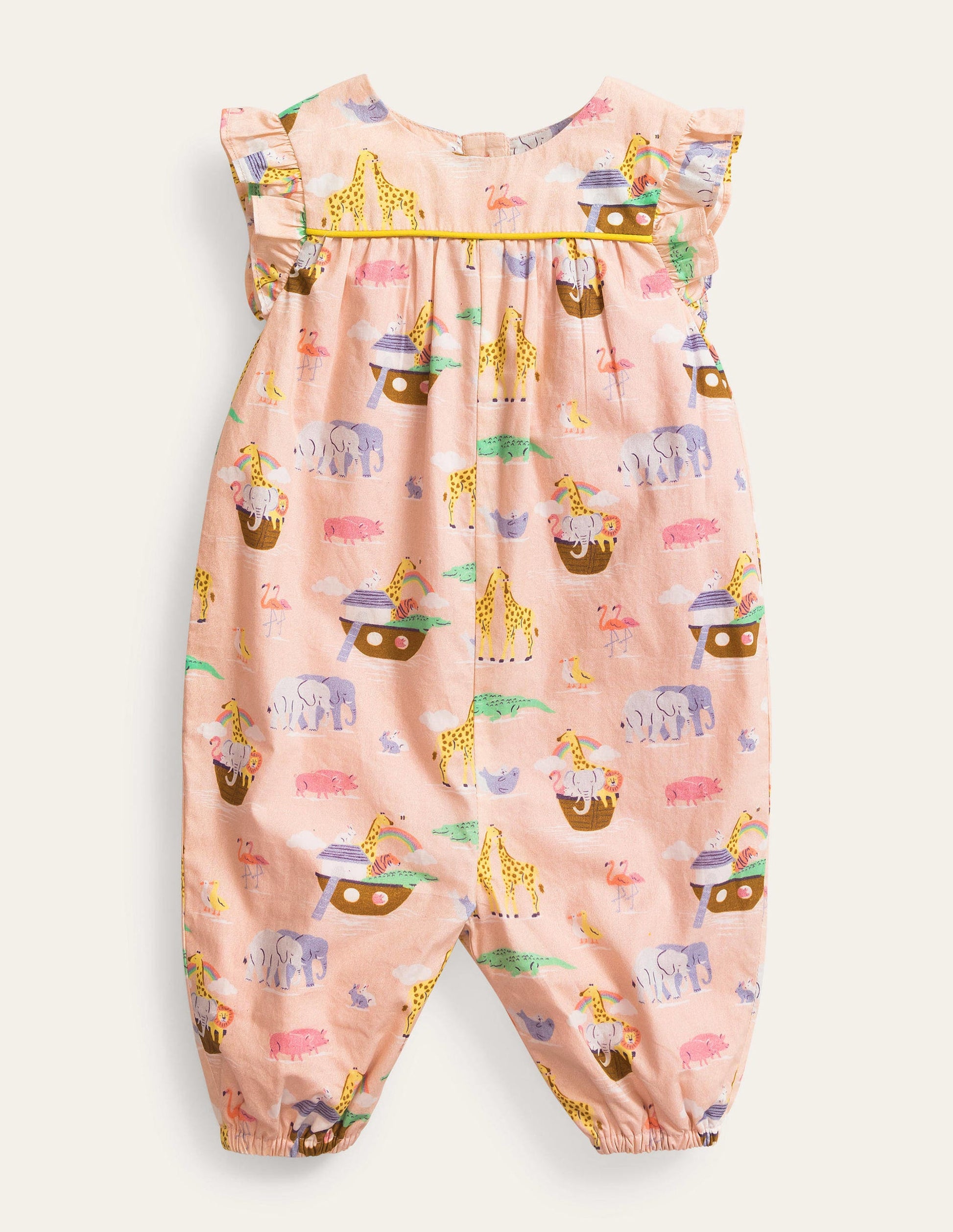 Ruffle Printed Rompers-Provence Dusty Pink Animals-1