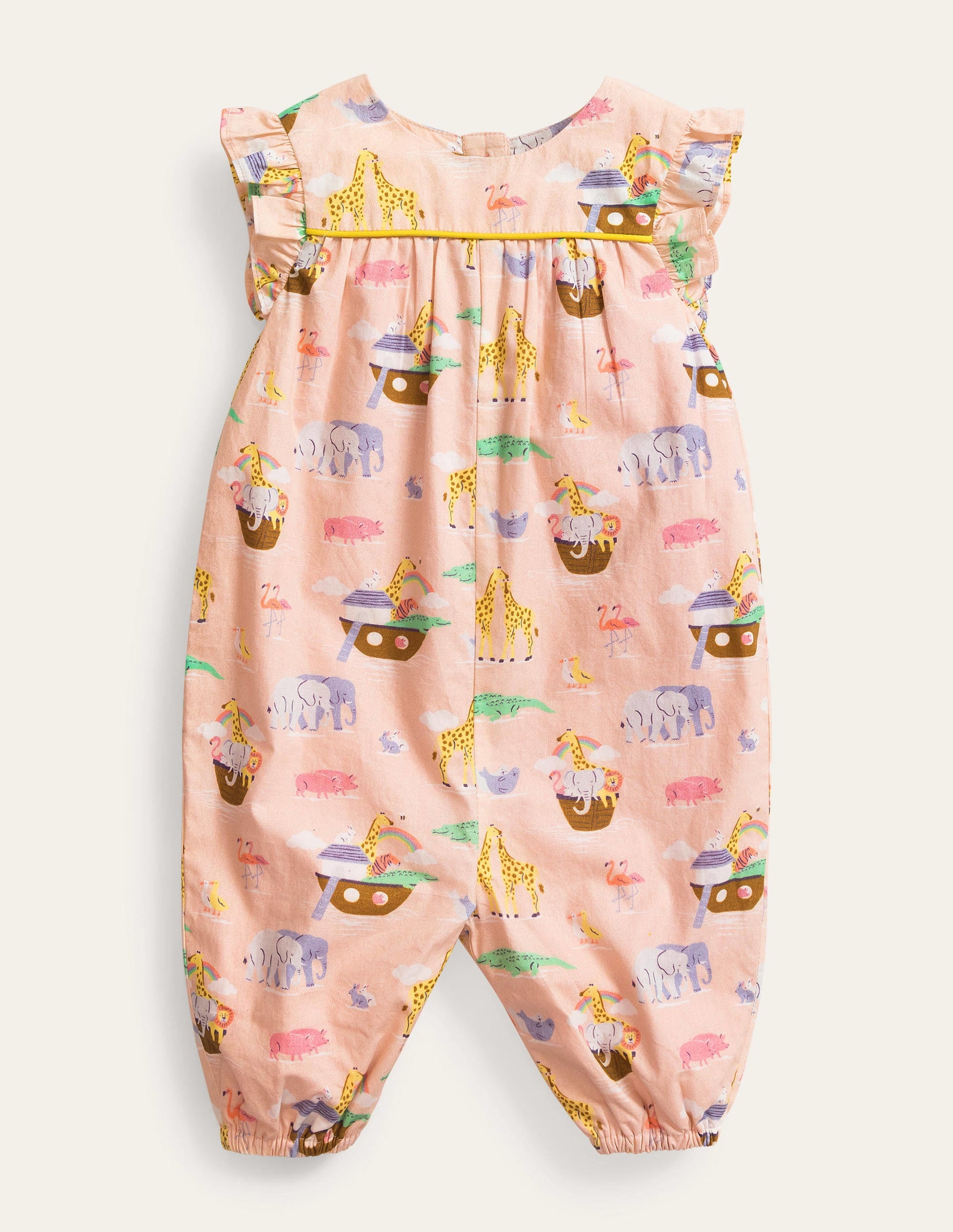 Ruffle Printed Rompers-Provence Dusty Pink Animals - Image 1