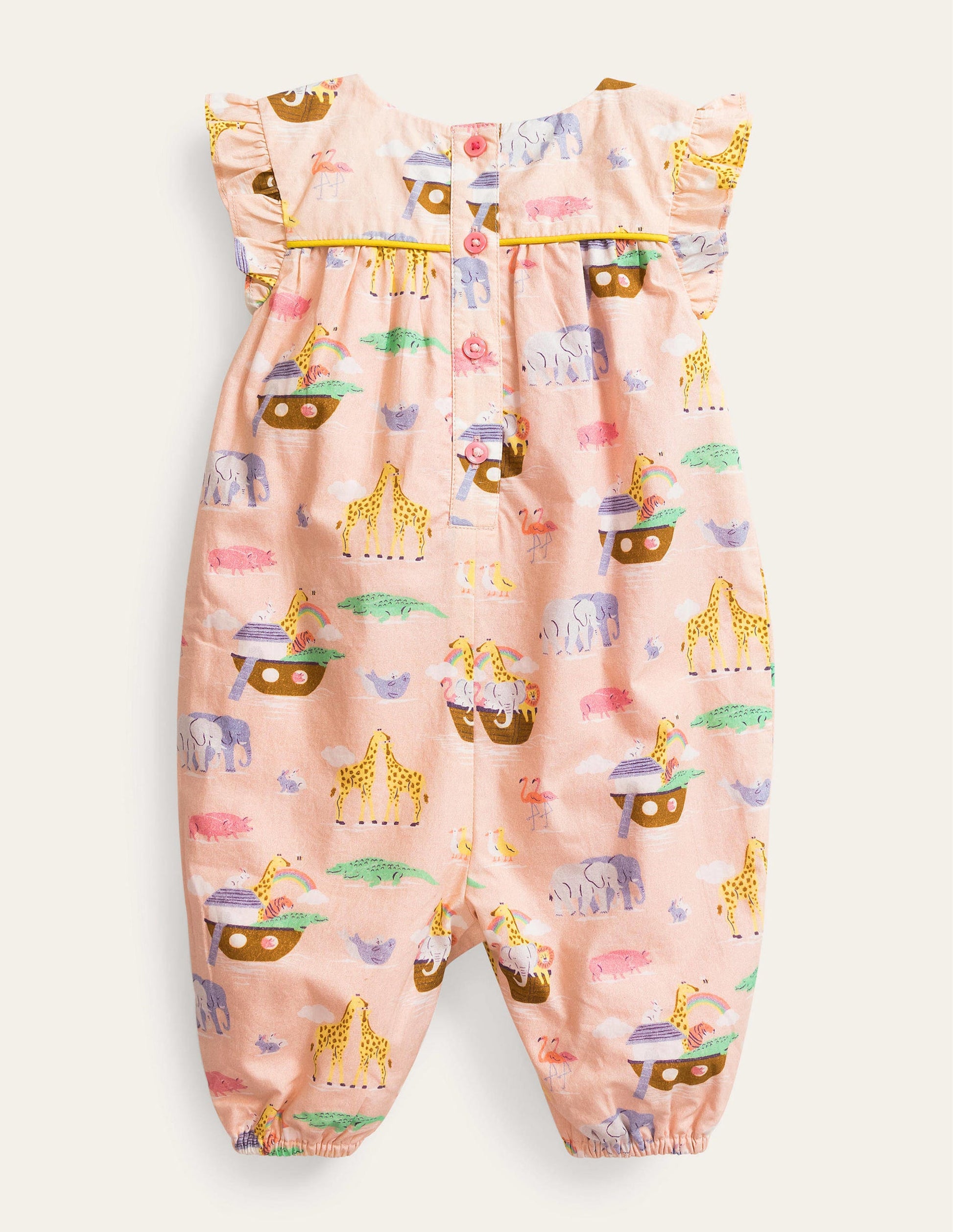 Ruffle Printed Rompers-Provence Dusty Pink Animals-2