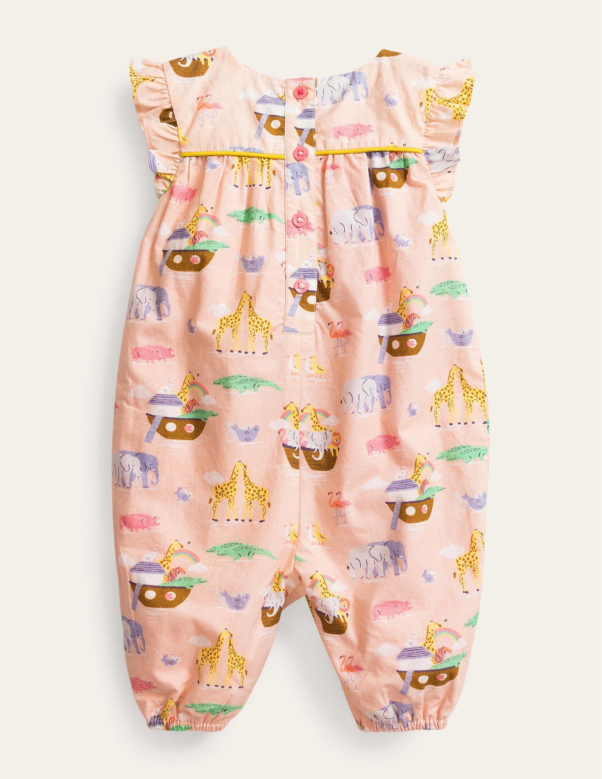 Ruffle Printed Rompers-Provence Dusty Pink Animals - Image 2