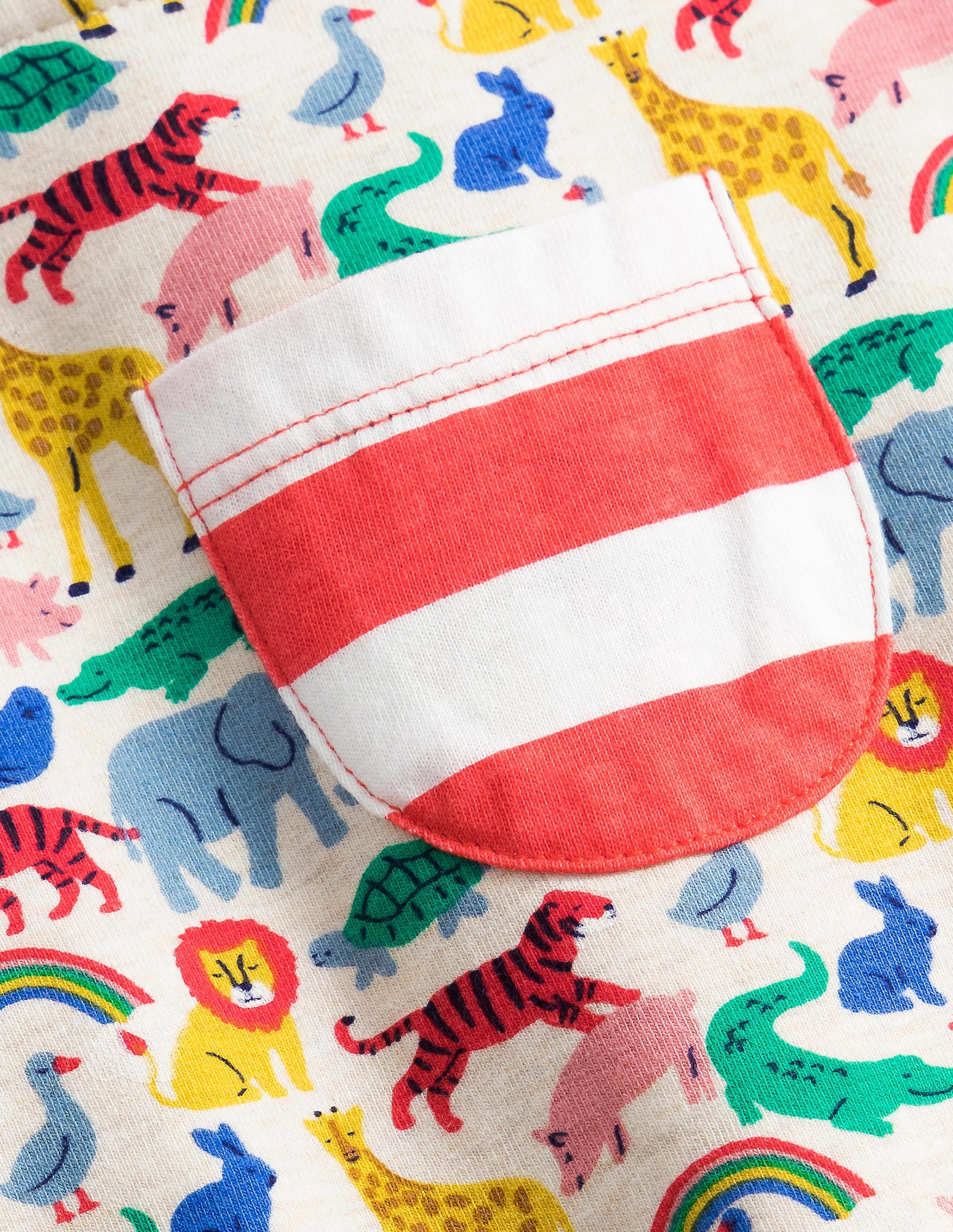Jersey Dungaree Set-Oatmeal Marl Micro Animals - Image 3