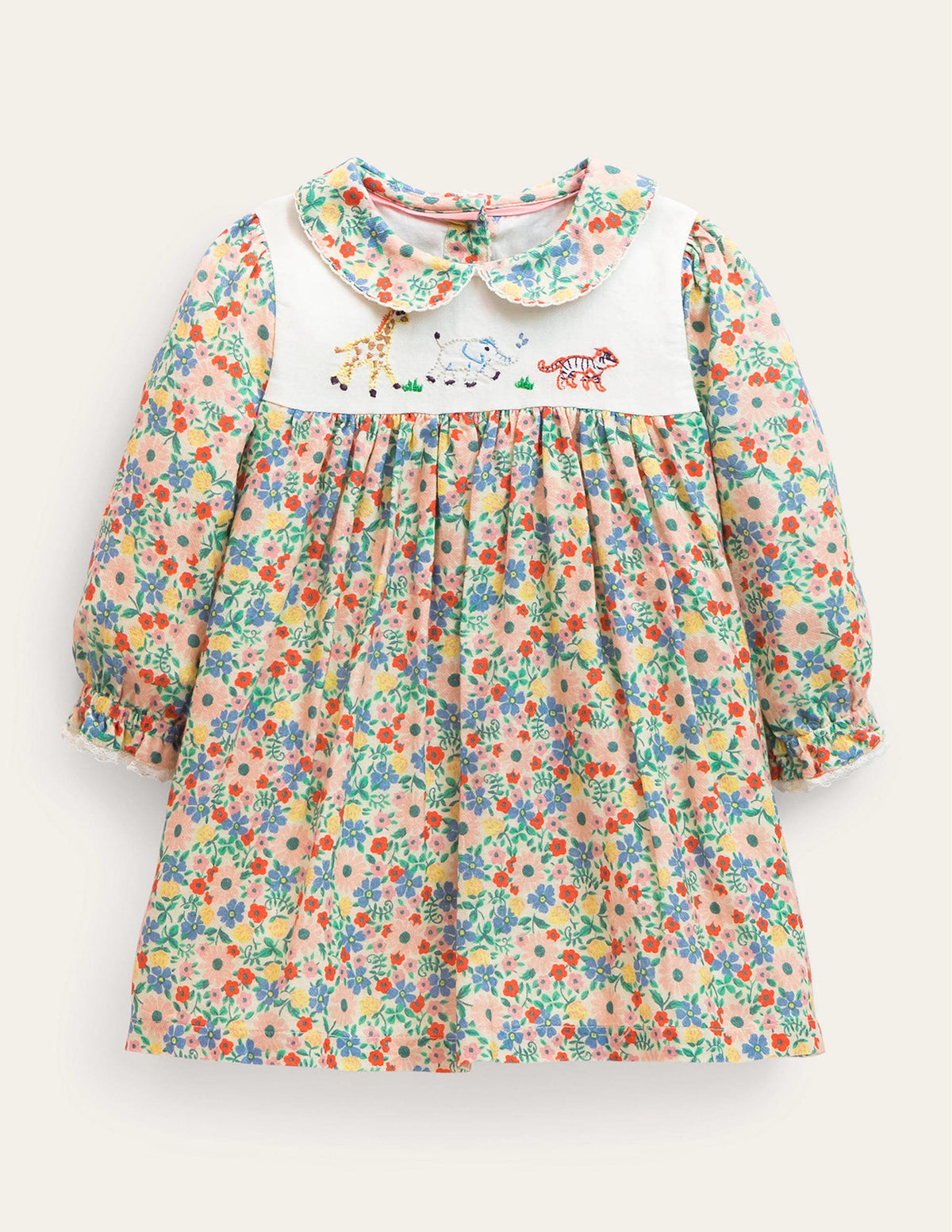 Embroidered Collared Dress-Vanilla Pod Floral-1