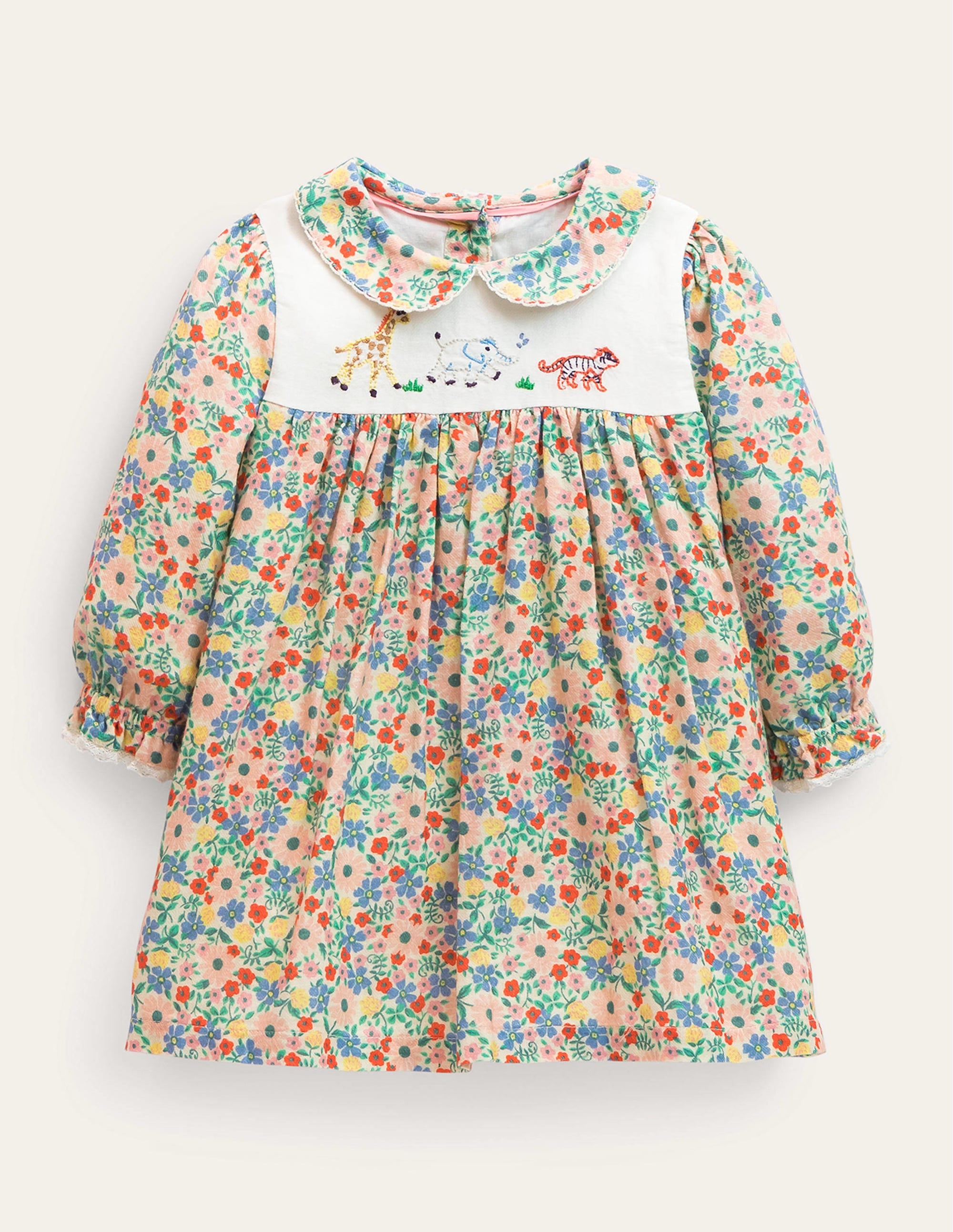 Embroidered Collared Dress-Vanilla Pod Floral - Image 1