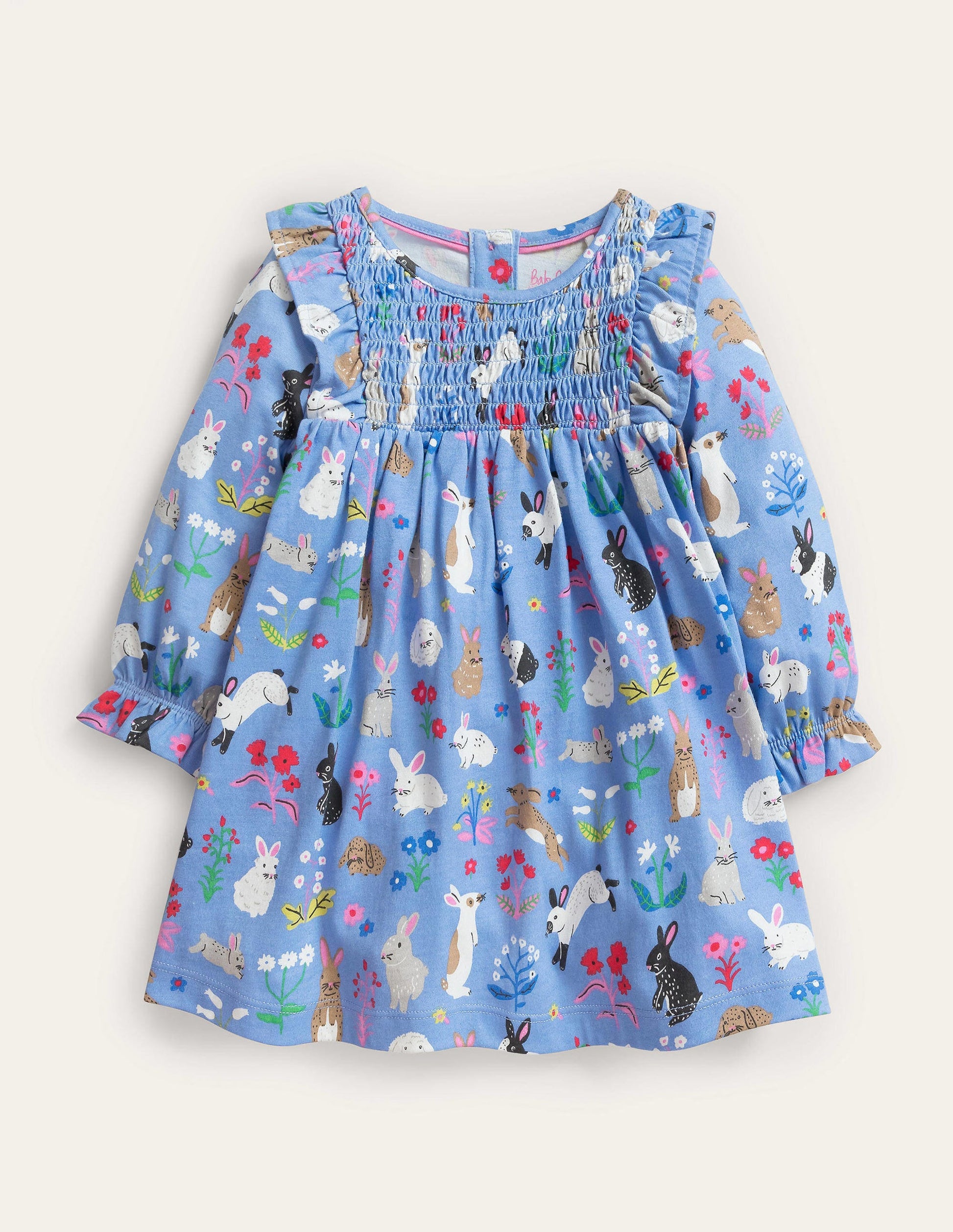 Printed Jersey Dress-Vista Blue Bunnies-1
