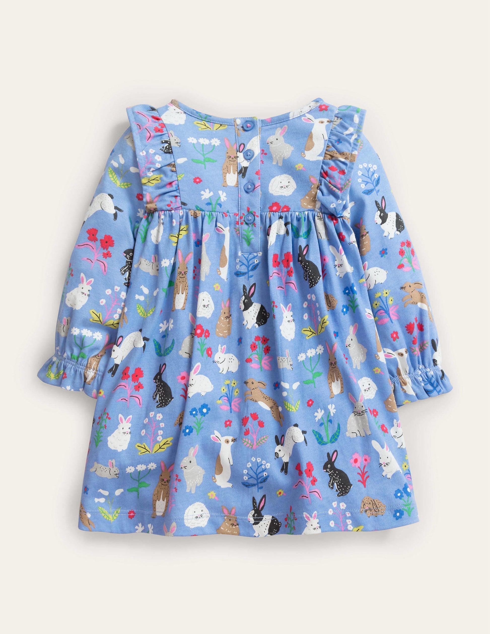 Printed Jersey Dress-Vista Blue Bunnies-2