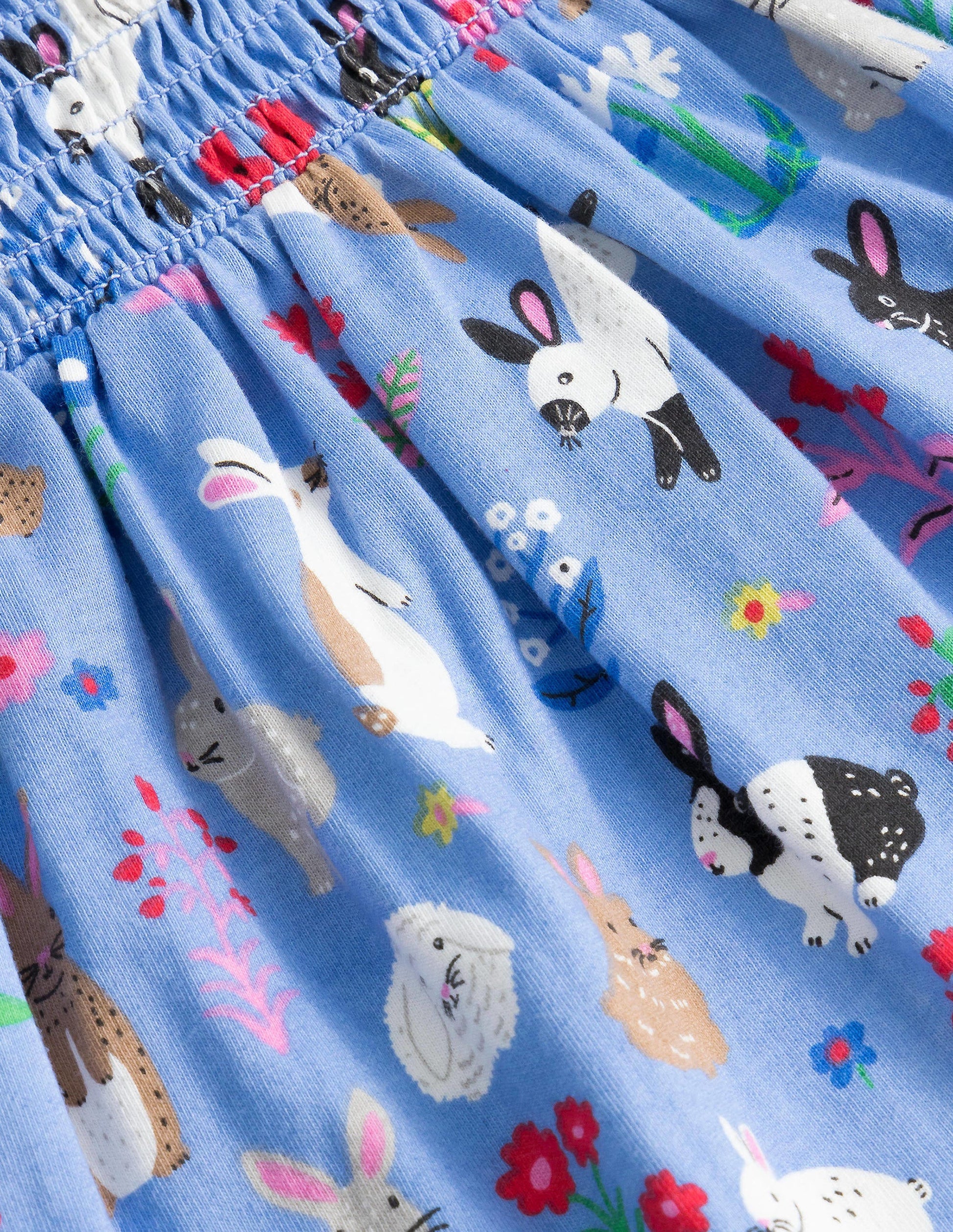 Printed Jersey Dress-Vista Blue Bunnies-3