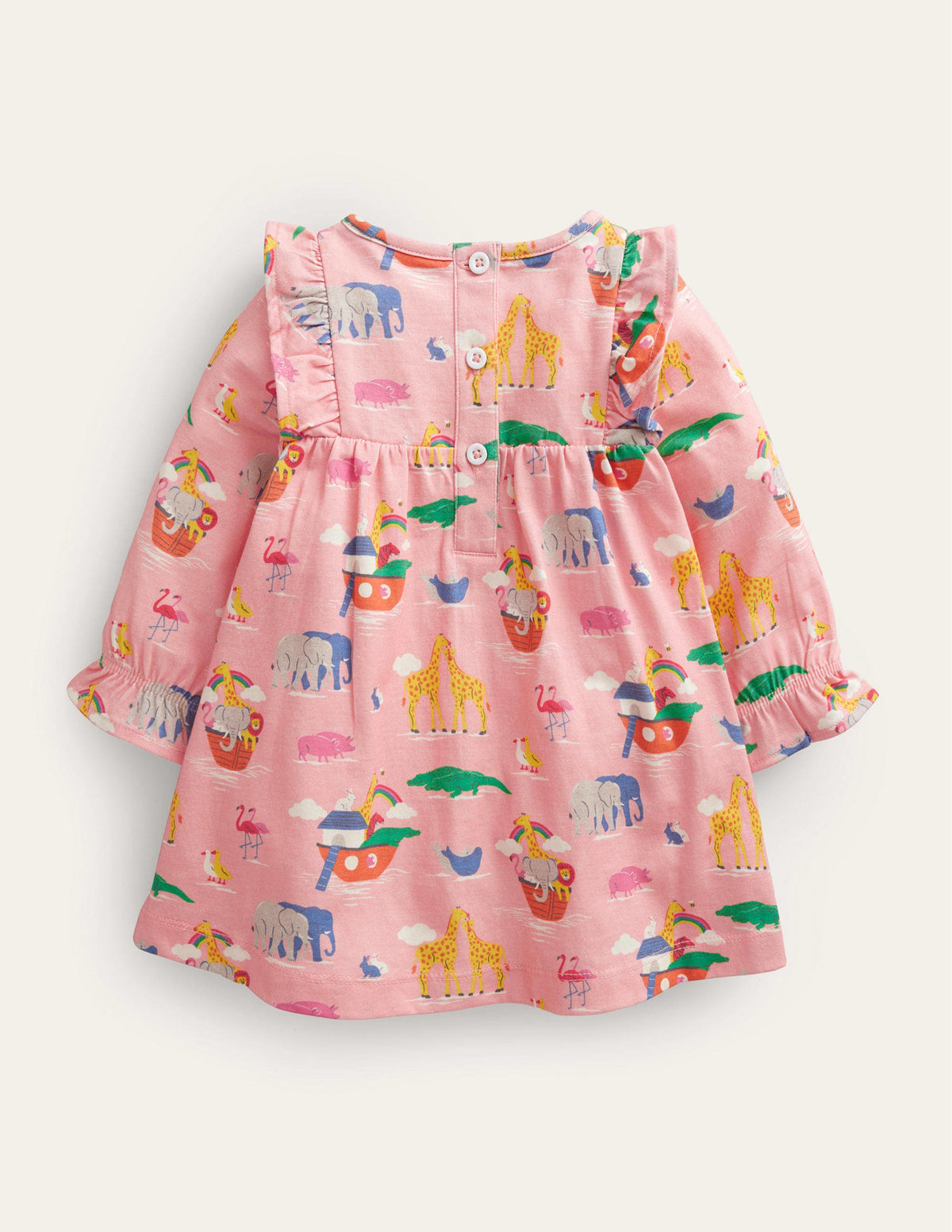 Printed Jersey Dress-Provence Pink Dusty Animals-2
