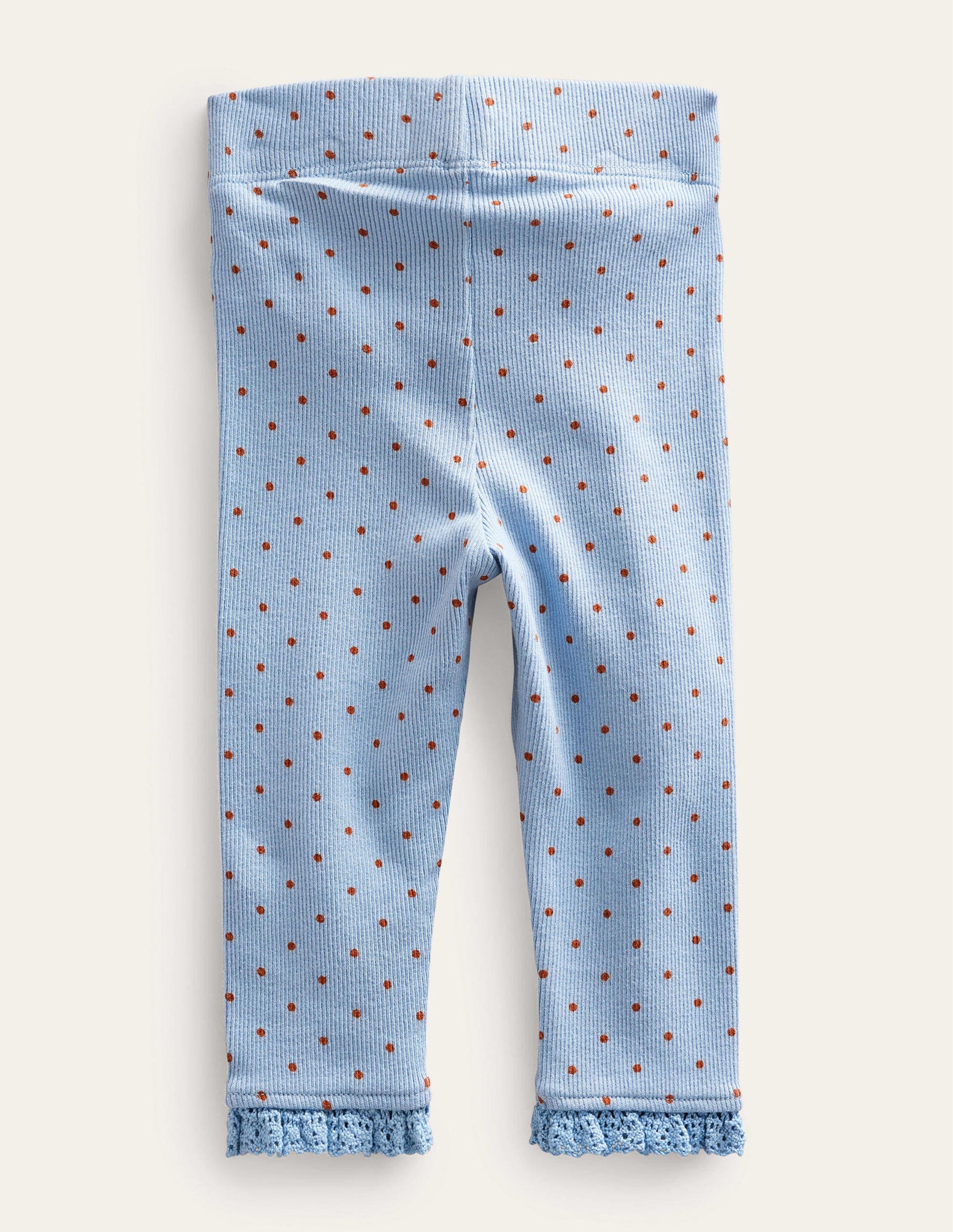 Ribbed Lace Leggings-Soft Blue Brown Spot-2