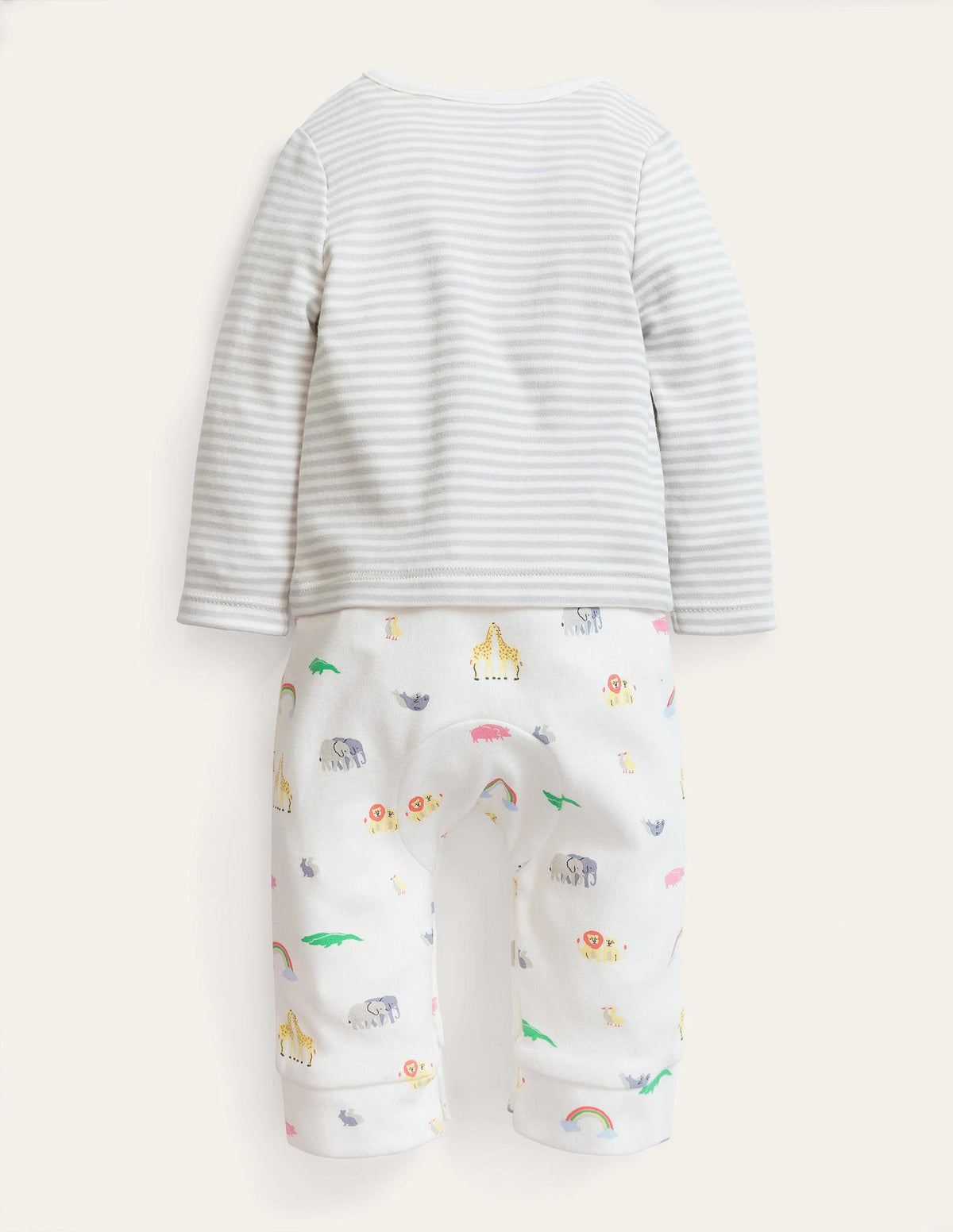 GOTS Newborn Outfit Romper-Ivory Noahs Ark - Image 2