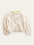 Pointelle Yoke Cardigan-Ivory