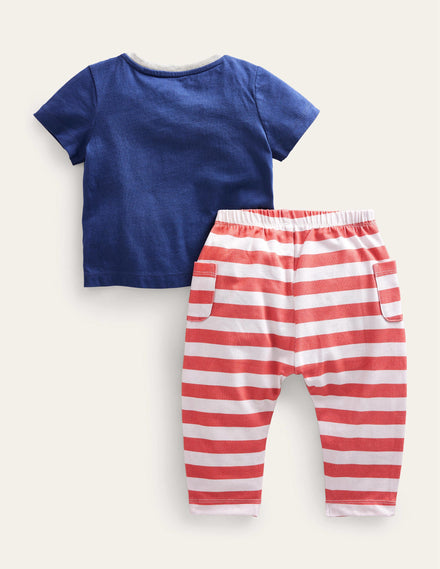 Appliqué Top and Bottom Set-Navy Frog