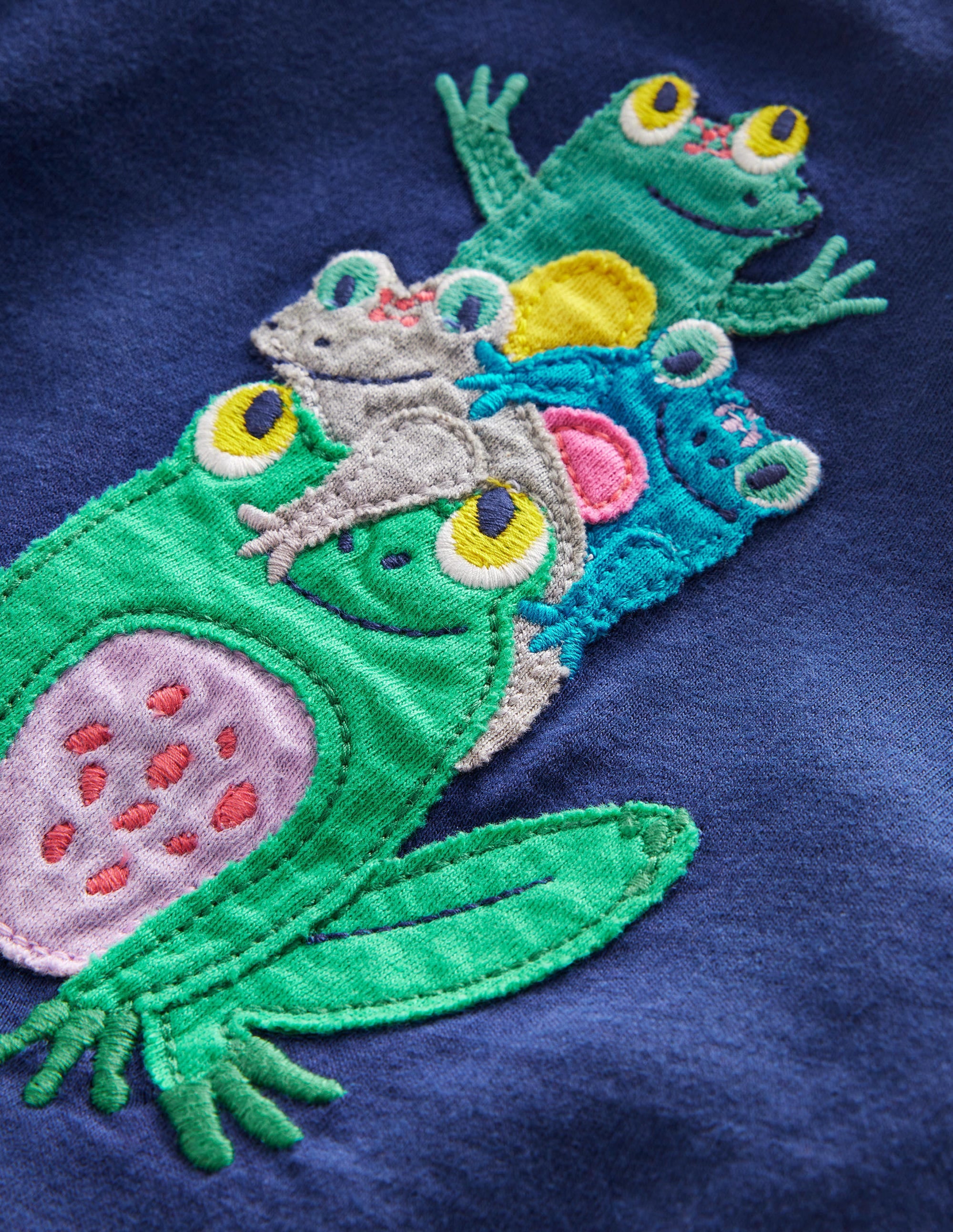 Appliqué Top and Bottom Set-Navy Frog - Image 3