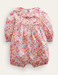 Long Sleeve Woven Romper-Berry Pink Butterfly