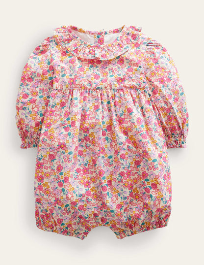Long Sleeve Woven Romper-Berry Pink Butterfly-1