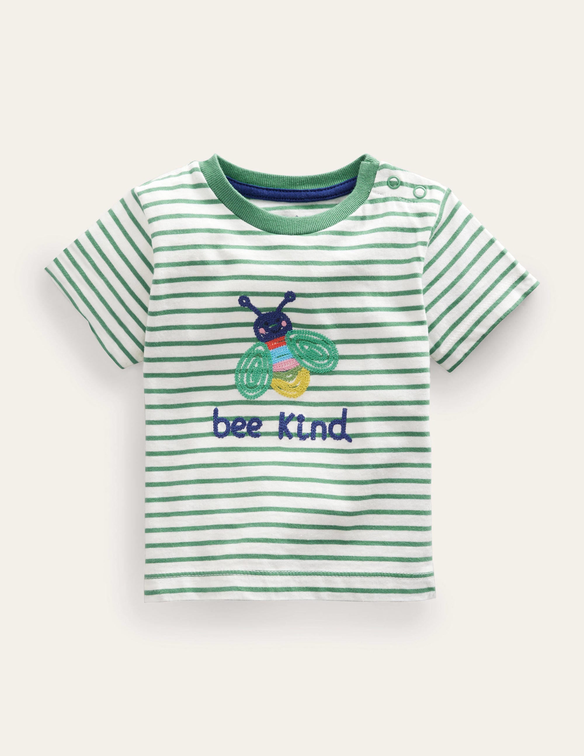 Embroidered Graphic T-shirt-Ivory/Csarite Green Bee - Image 1
