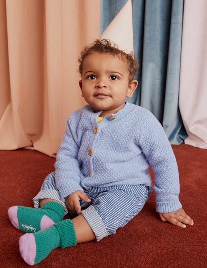 Chunky Textured Cardigan-Dusty Blue Marl-4