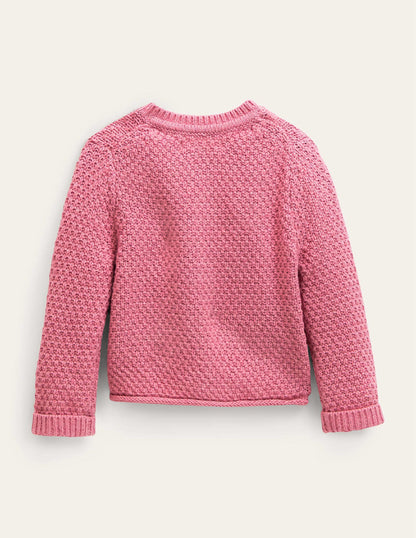 Chunky Textured Cardigan-Almond Blossom Marl