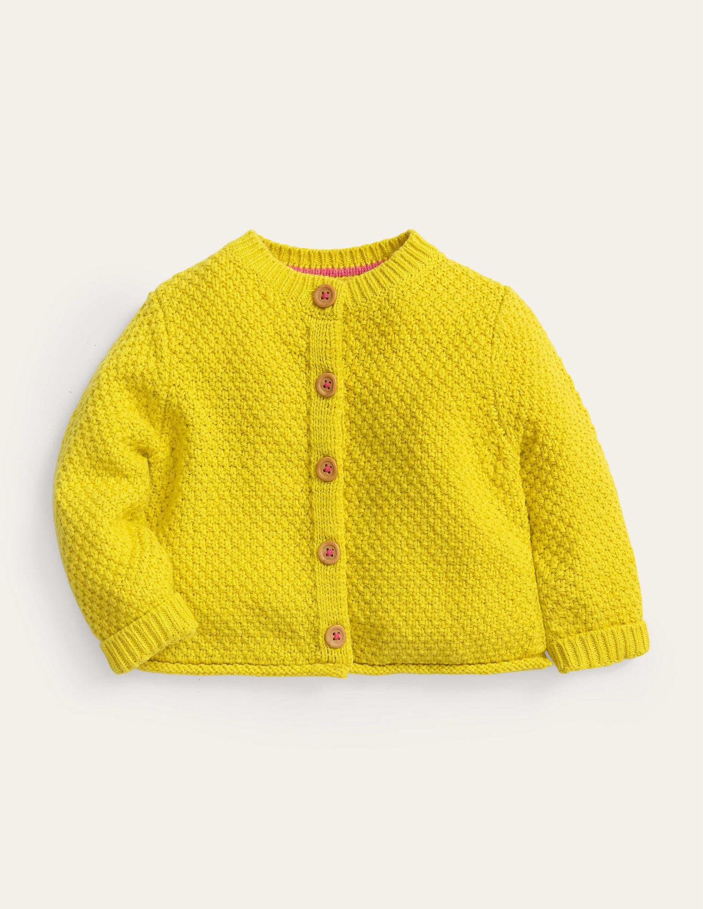 Chunky Textured Cardigan-Soft Lemon Marl