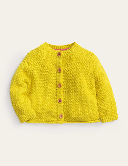 Chunky Textured Cardigan-Soft Lemon Marl-1