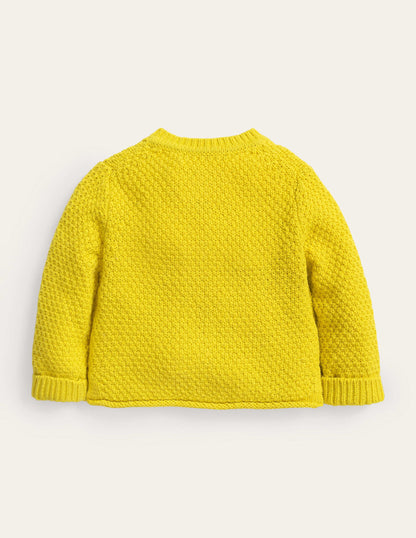 Chunky Textured Cardigan-Soft Lemon Marl-2