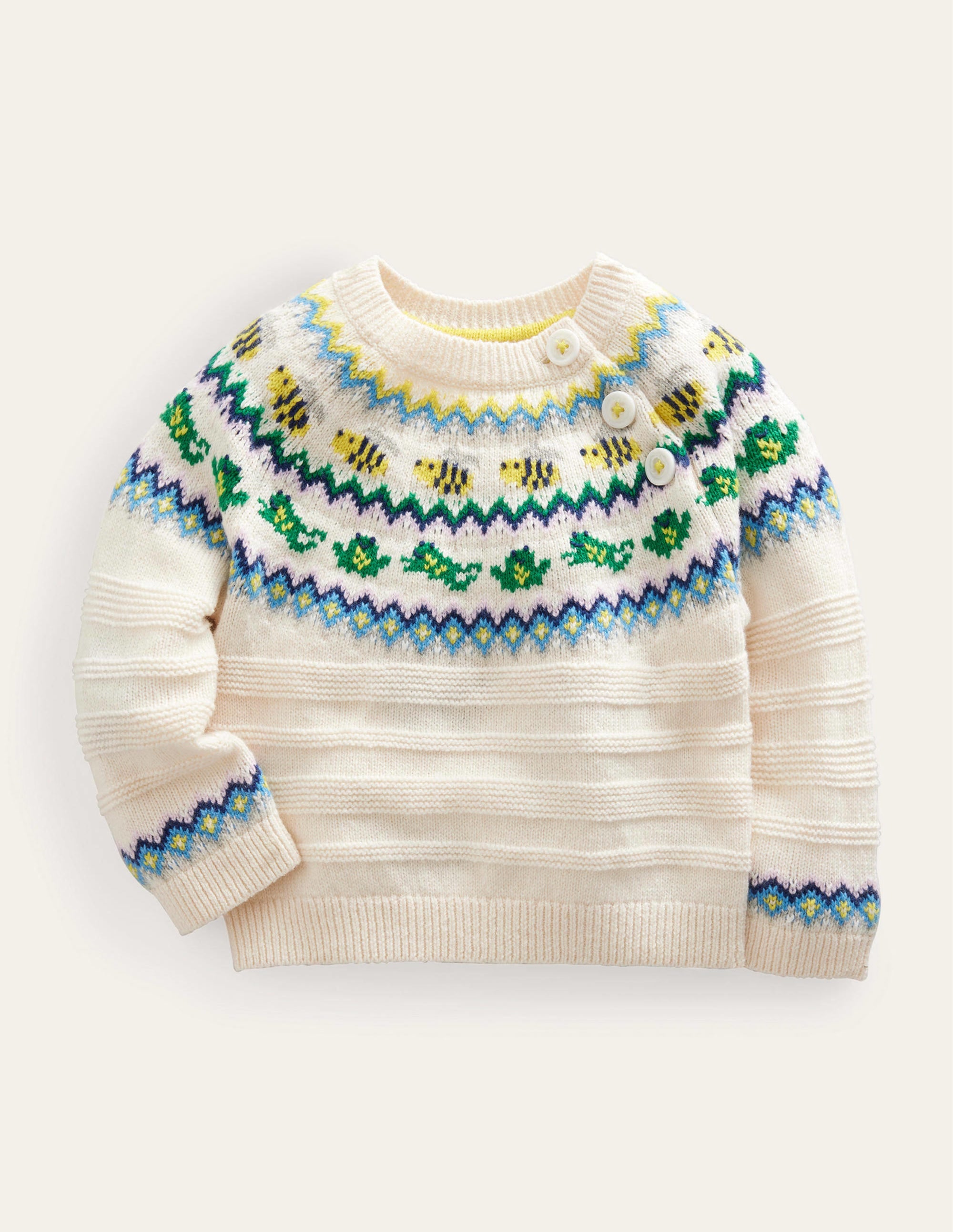 Fair Isle Jumper-Oatmeal Marl Frogs - Image 1