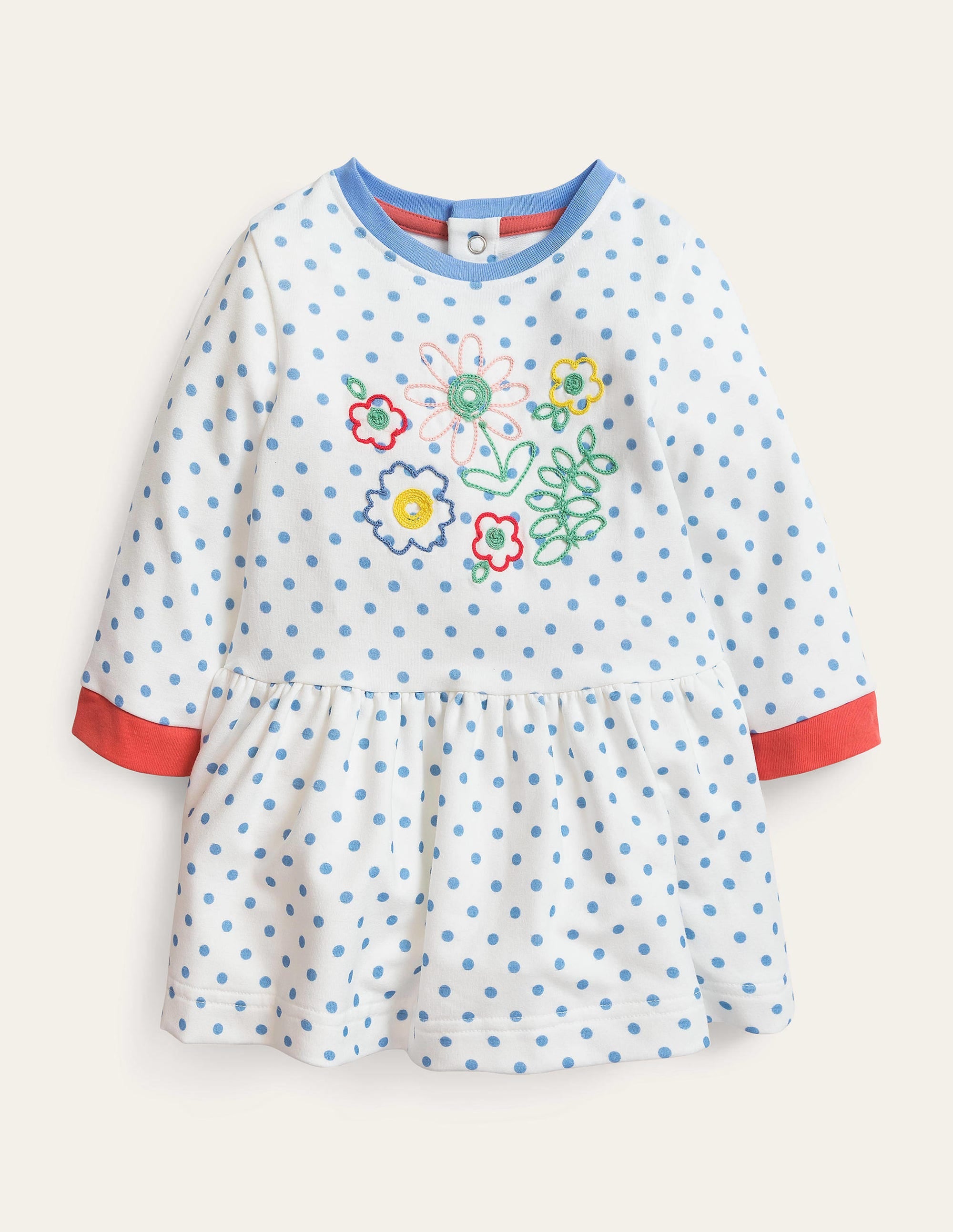Chain Stitch Jersey Dress-Vanilla Pod/Wren Spot Floral - Image 1