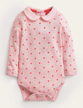 Pointelle Collared Body-Boto Pink Tiny Hearts