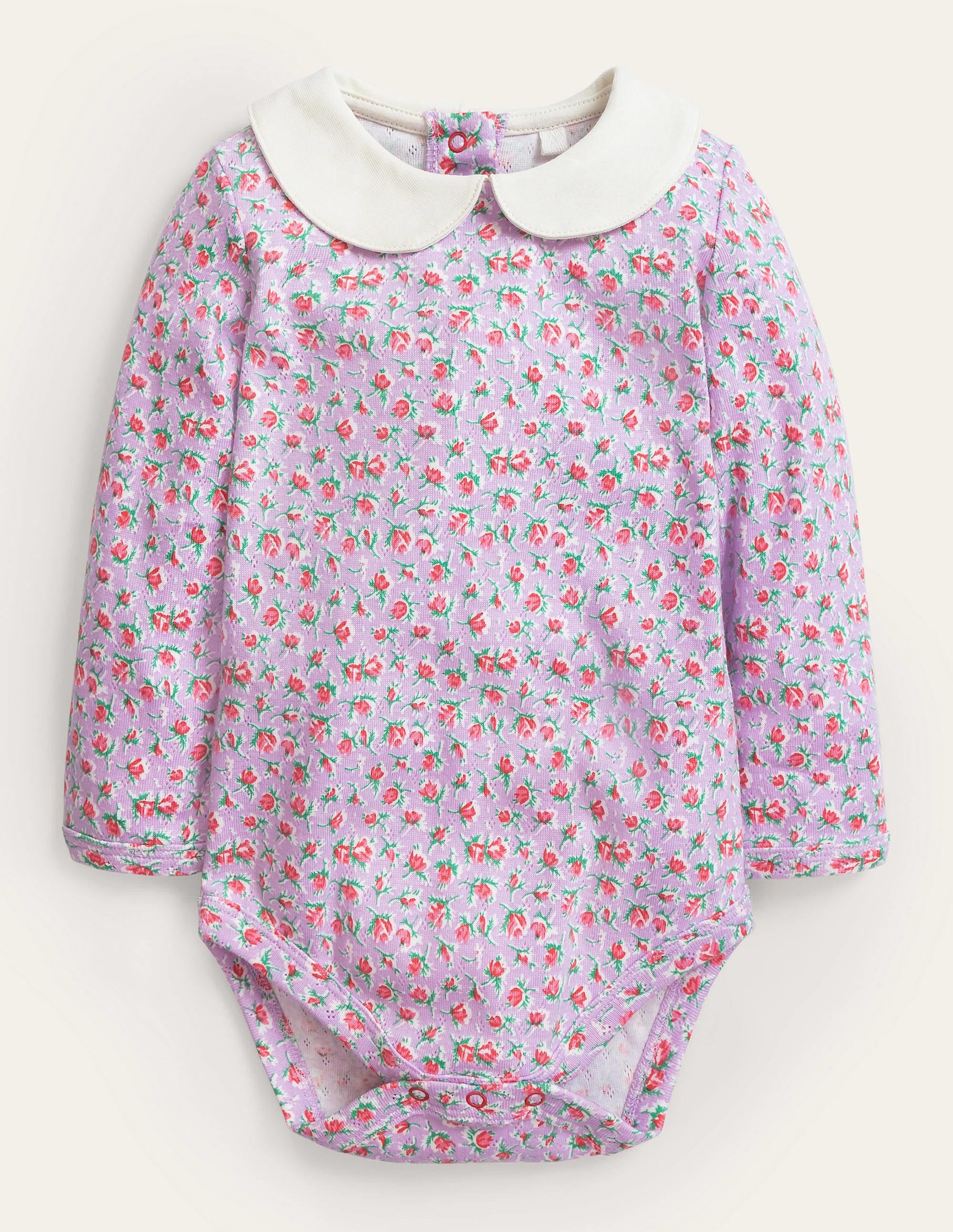 Pointelle Collared Body-Lilac Vintage Sprig - Image 1