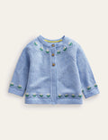 Embroidered Flower Cardigan-Brunnera Blue
