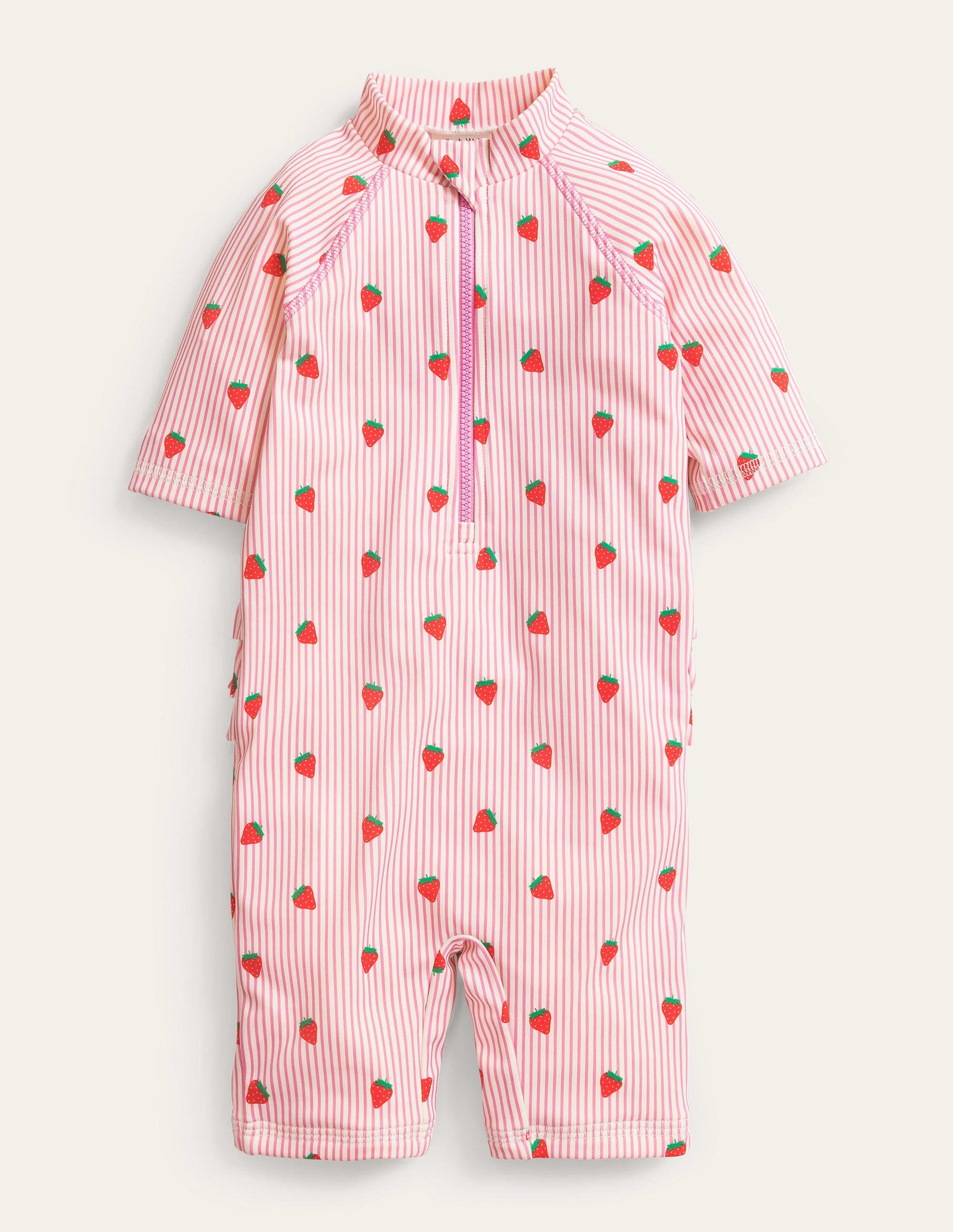 Frilly Sun-Safe Surfsuit-Pink Ivory Stripe - Image 1