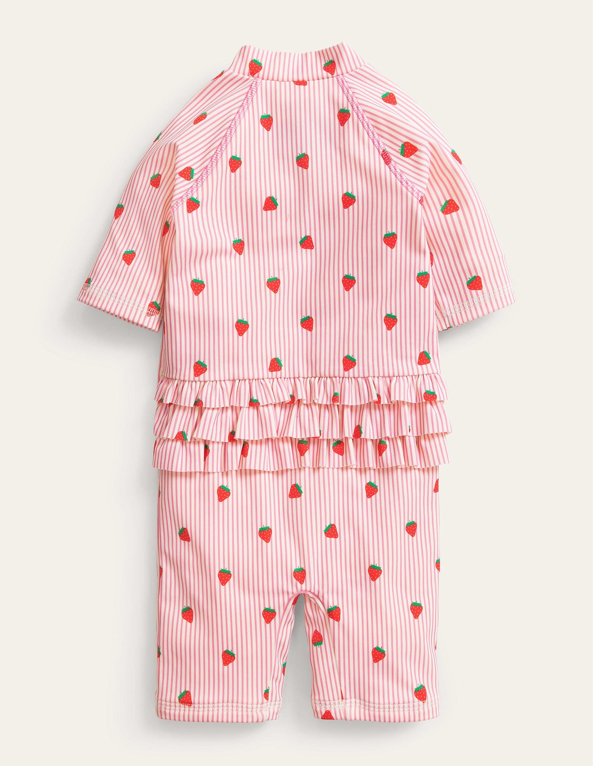Frilly Sun-Safe Surfsuit-Pink Ivory Stripe - Image 2