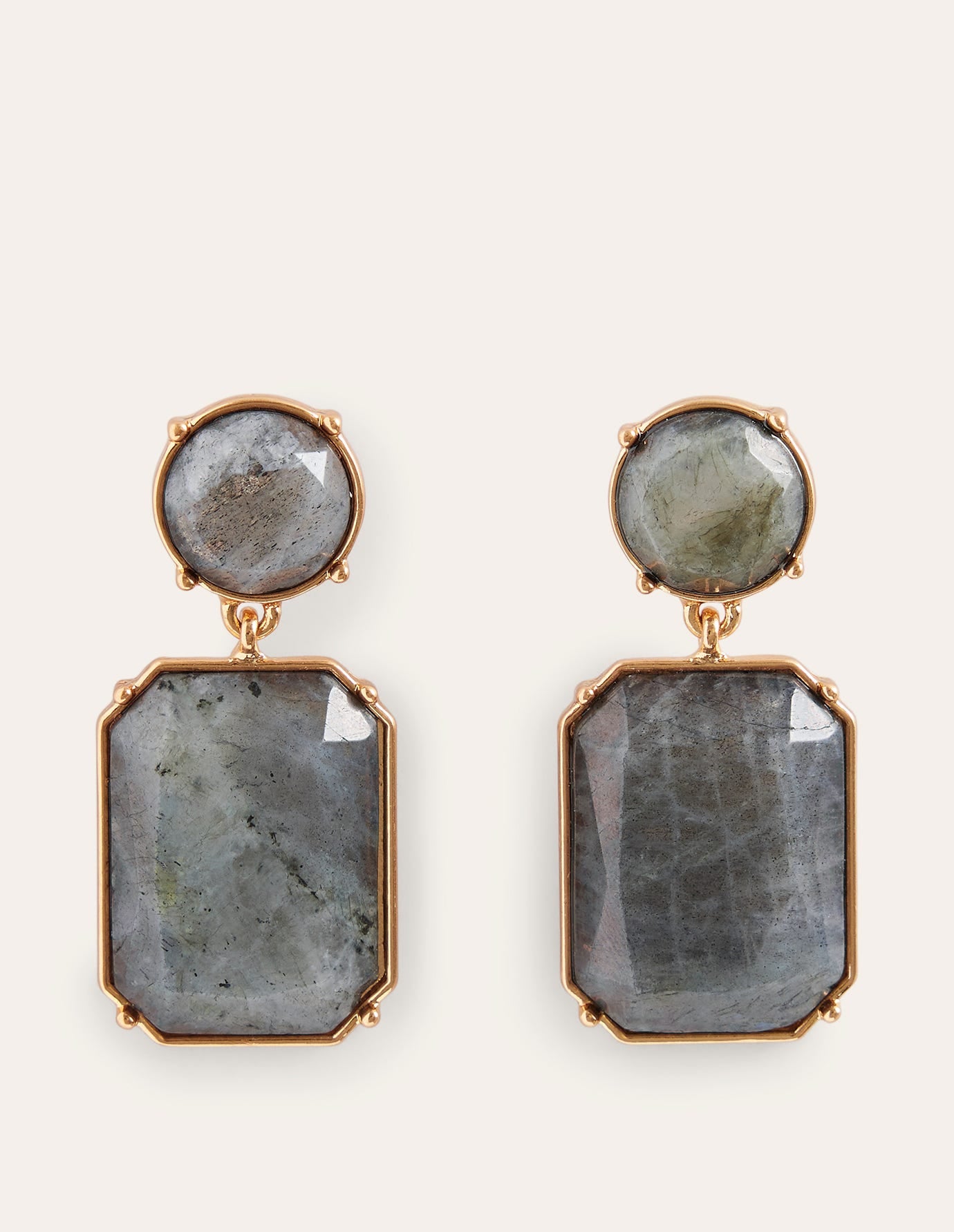 Semi-Precious Drop Earrings-Black-2
