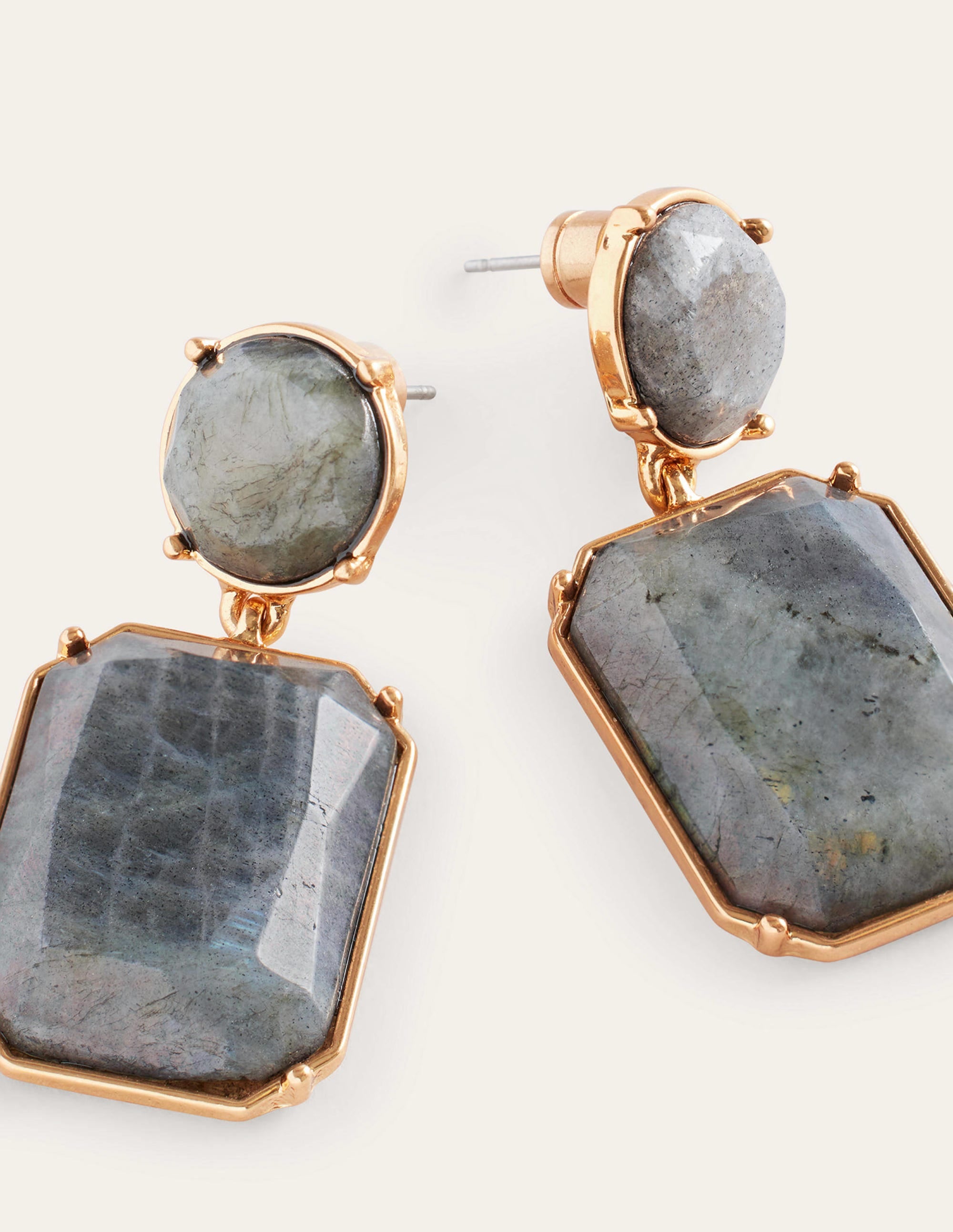 Semi-Precious Drop Earrings-Black - Image 3