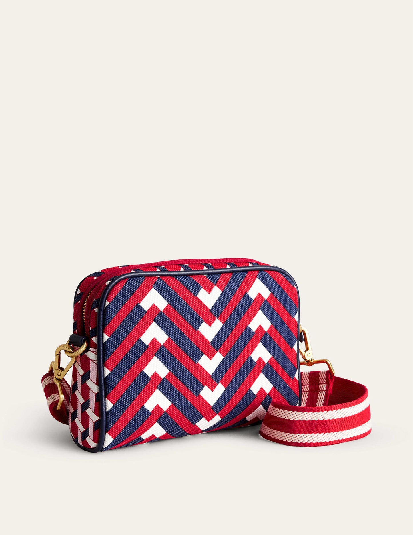 Canvas Cross-Body Bag-Hot Pepper Chevron Geo