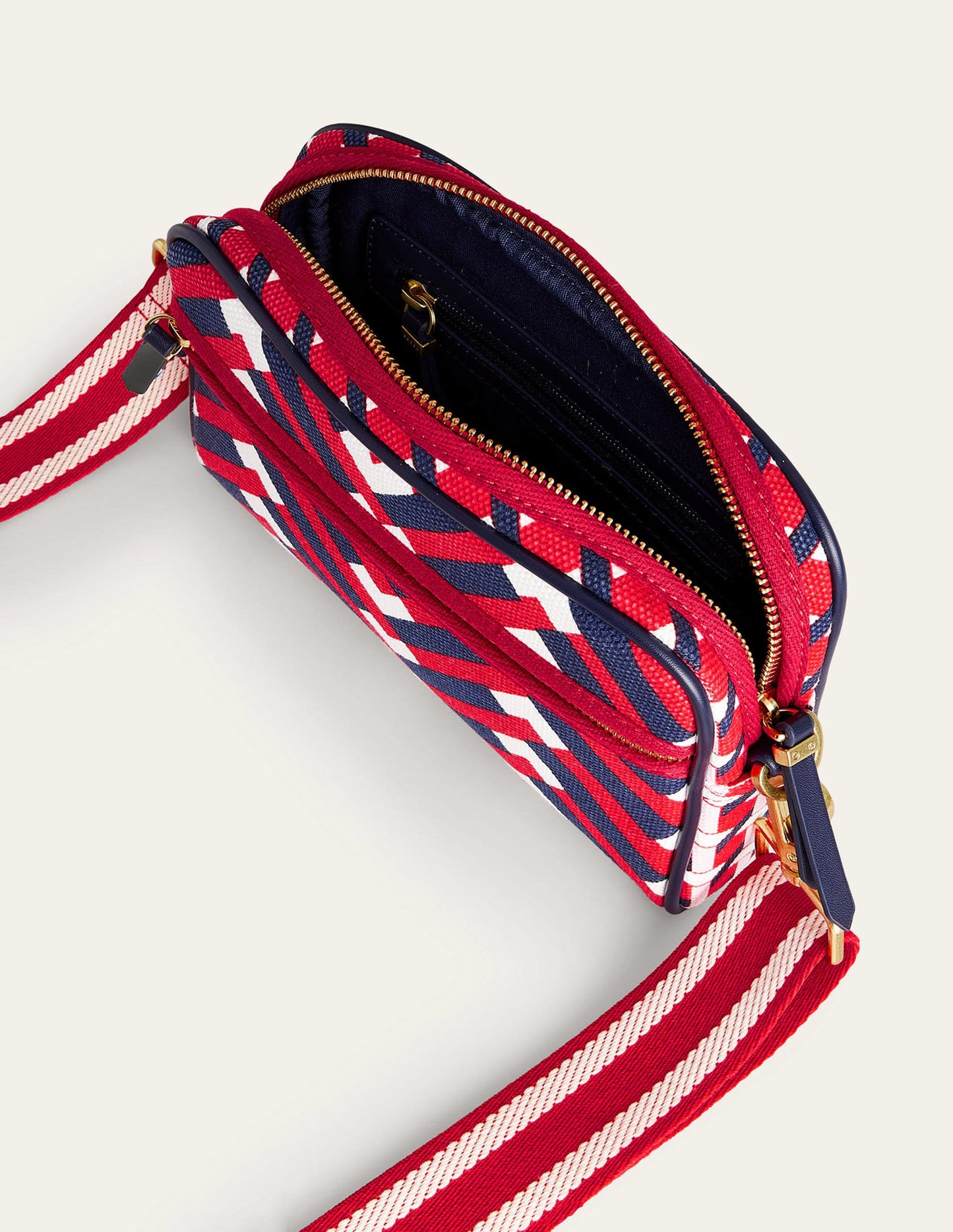 Canvas Cross-Body Bag-Hot Pepper Chevron Geo