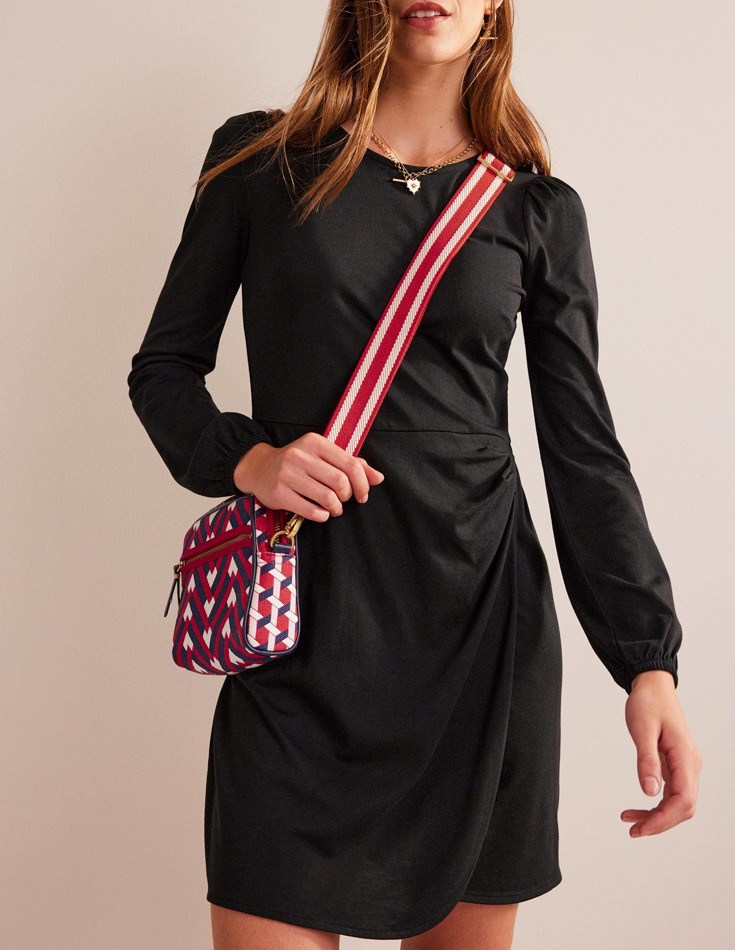 Canvas Cross-Body Bag-Hot Pepper Chevron Geo