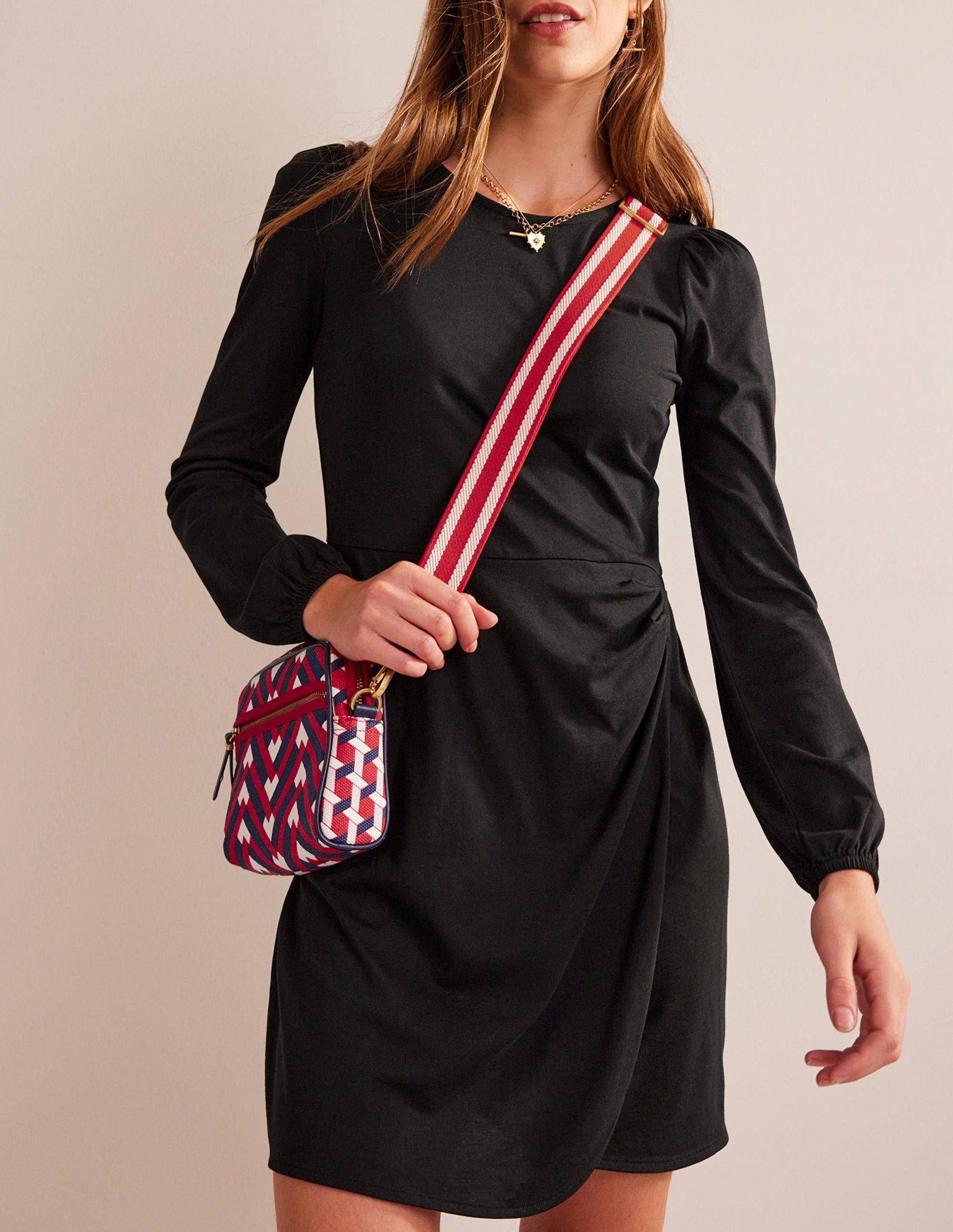 Canvas Cross-Body Bag-Hot Pepper Chevron Geo-1