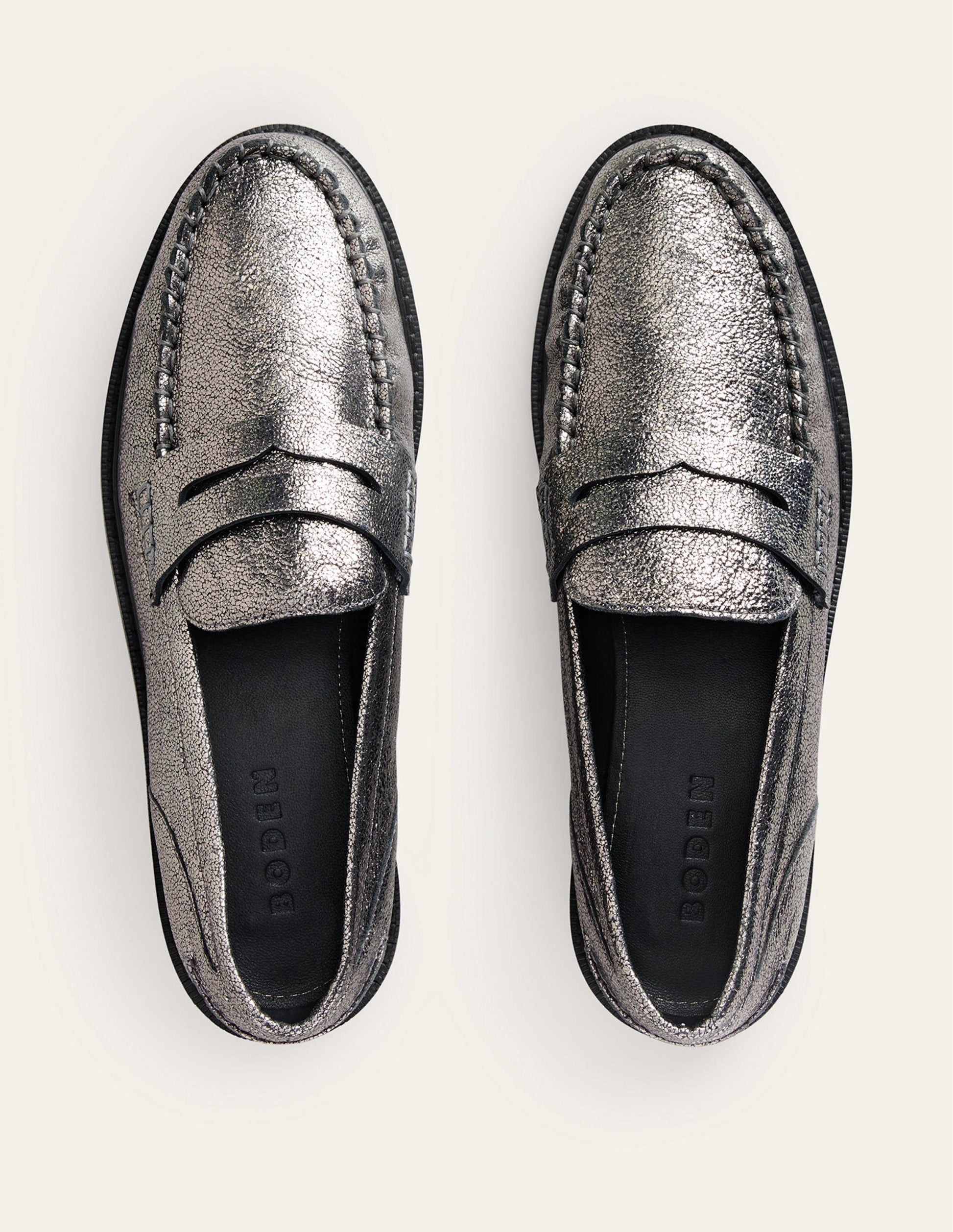 Classic Moccasin Loafers-Gun Metallic Leather-5