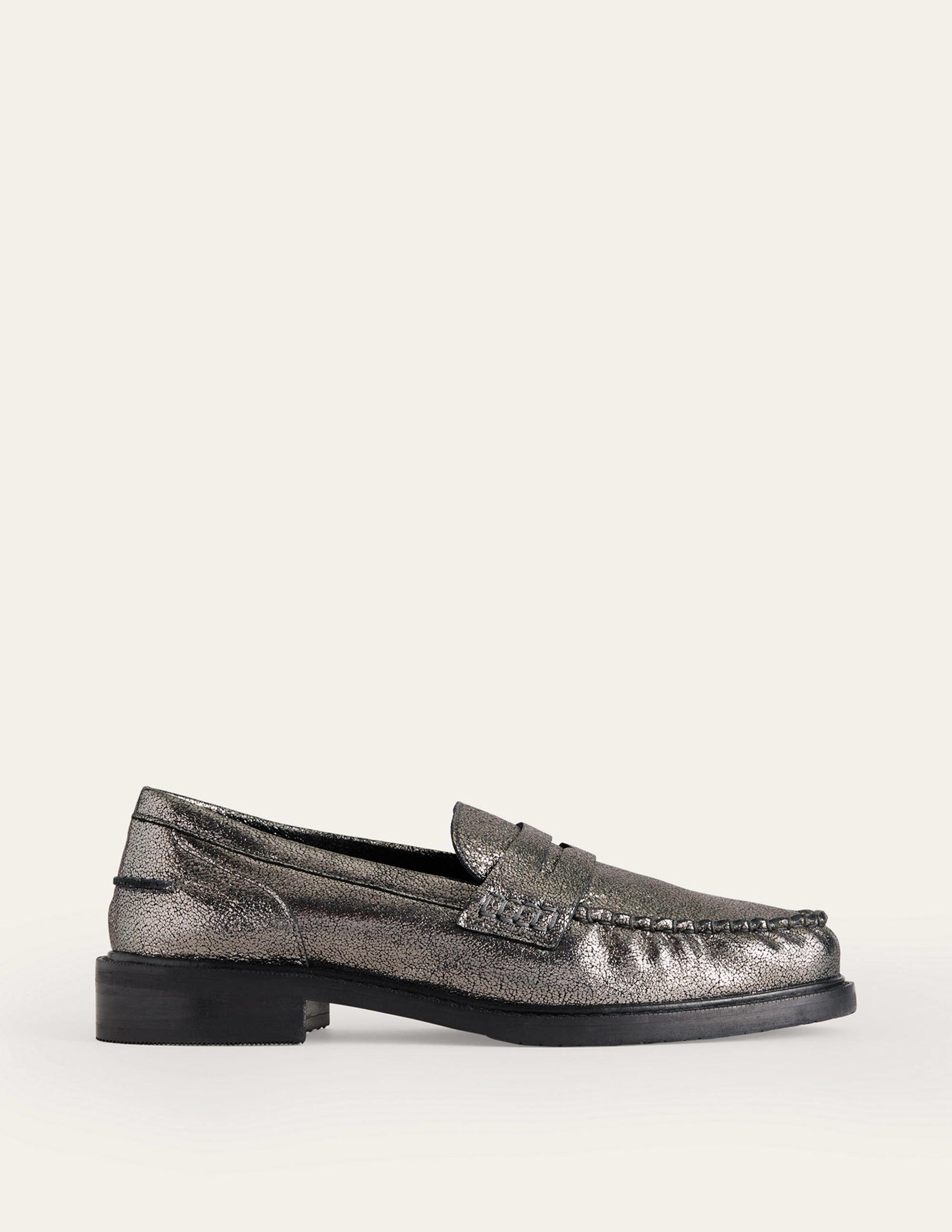 Classic Moccasin Loafers-Gun Metallic Leather-2