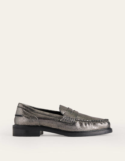 Classic Moccasin Loafers-Gun Metallic Leather-2