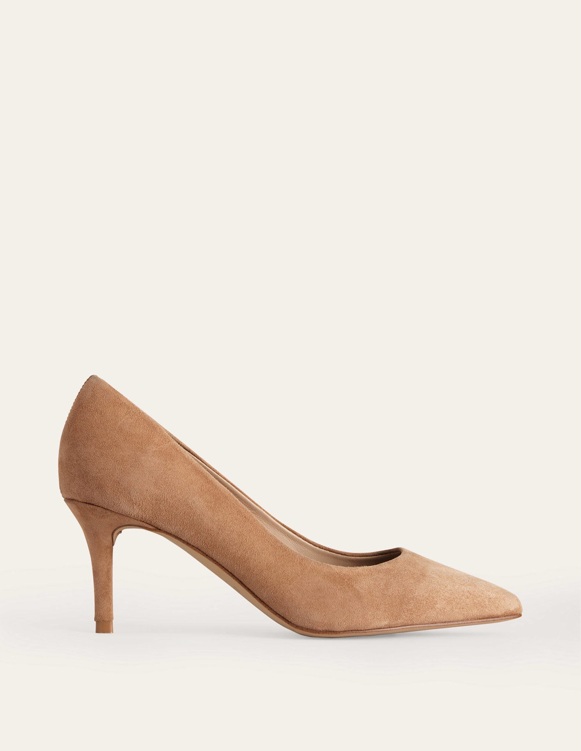 Lara Mid-Heeled Court Shoes-Maple Sugar Suede - Image 2