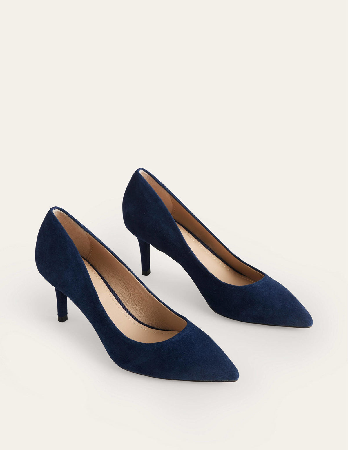 Lara Mid-Heeled Court Shoes-Navy - Image 2