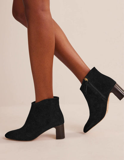 Suede Ankle Boots-Black